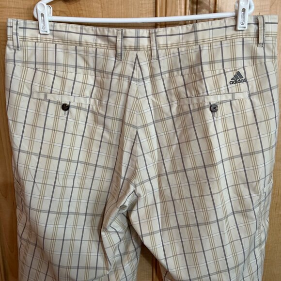Adidas Mens Plaid Golf Shorts Size 40 Beige White - Picture 4 of 5